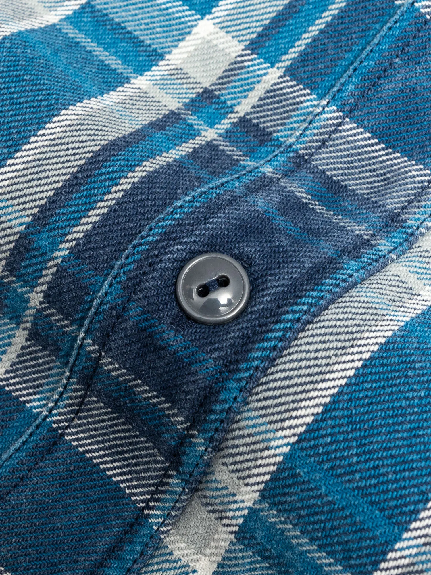 730WS Heavy Washed Flannel Shirt in Blue Check