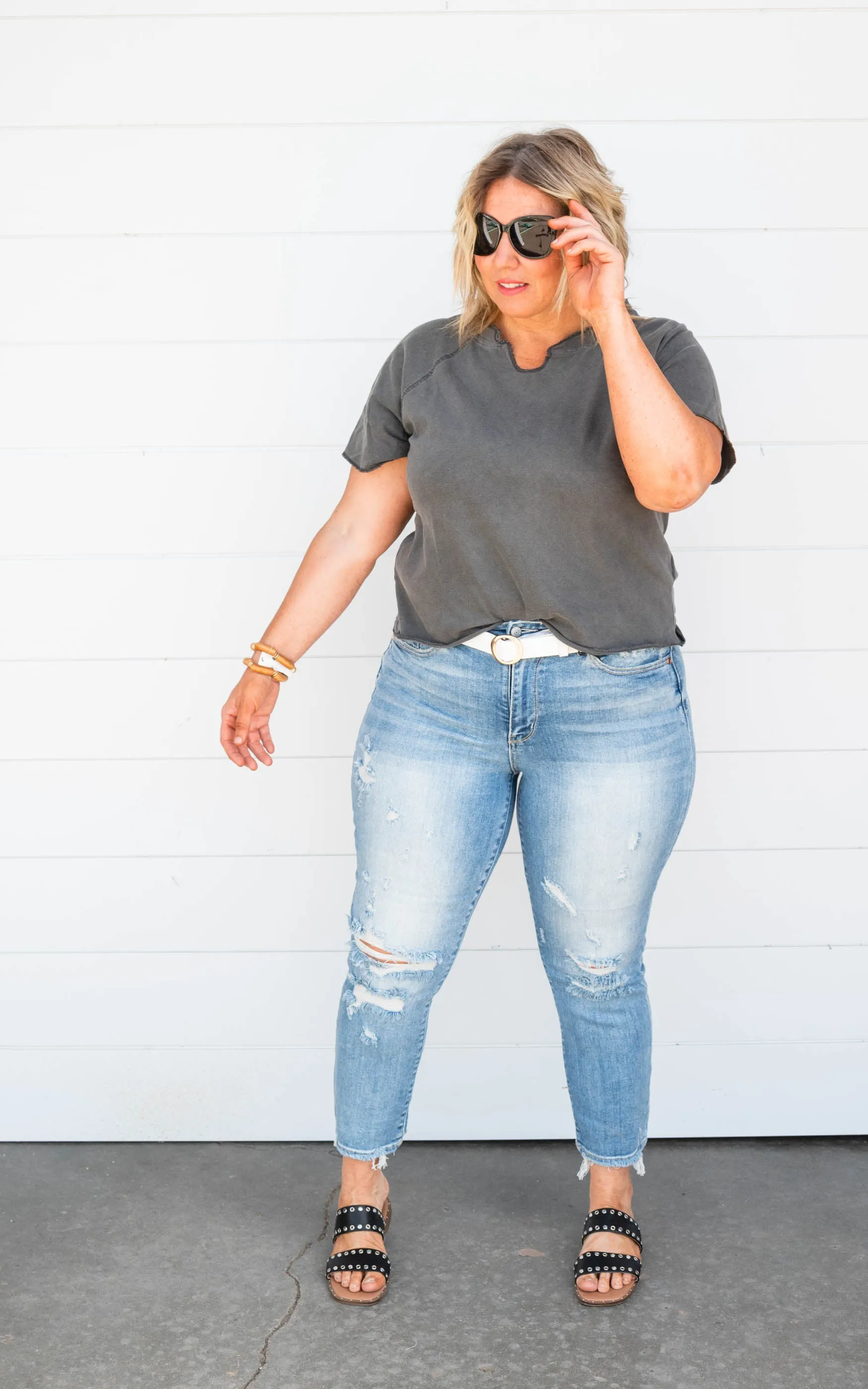 90's Hi Rise Slim Straight Leg Jeans- Judy Blue - Final Sale