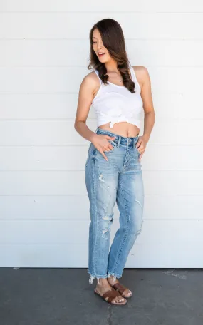 90's Hi Rise Slim Straight Leg Jeans- Judy Blue - Final Sale