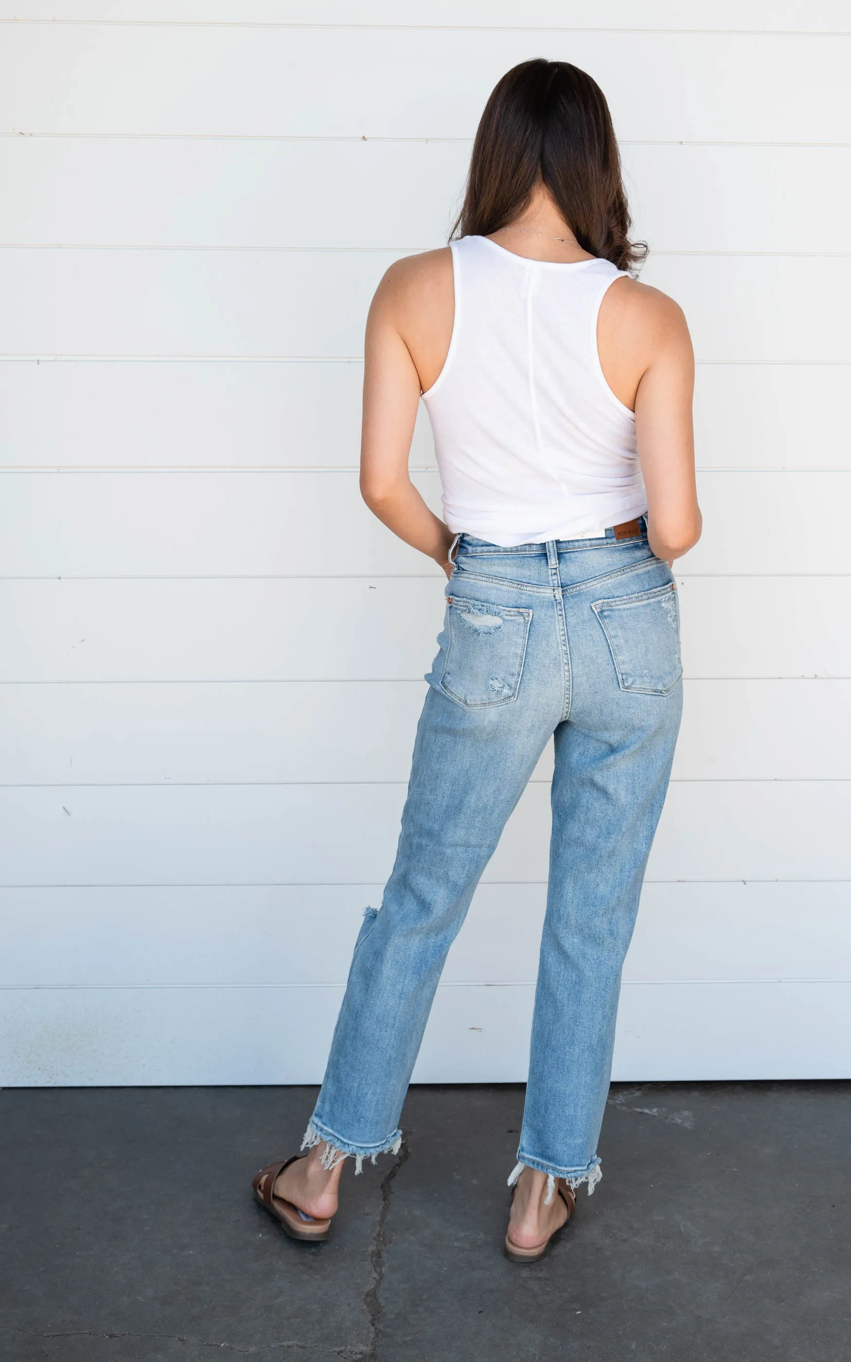 90's Hi Rise Slim Straight Leg Jeans- Judy Blue - Final Sale