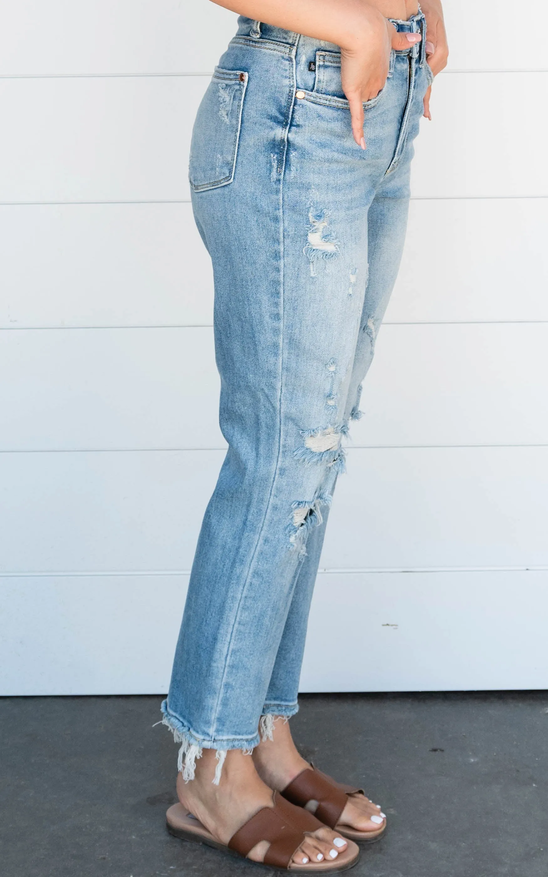 90's Hi Rise Slim Straight Leg Jeans- Judy Blue - Final Sale