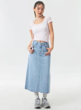 A-Line Denim Maxi Skirt CA303