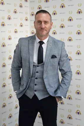 Actor Will Mellor in Jerry Grey Check Blazer & Waistcoat