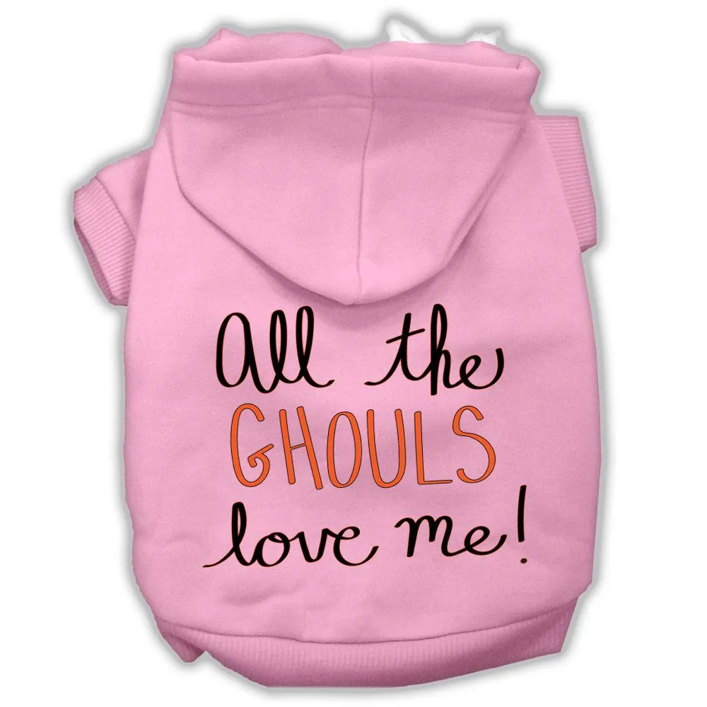 All The Ghouls Screenprint Dog Hoodie Light Pink Xl (16)