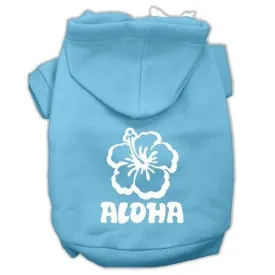 Aloha Flower Screen Print Pet Hoodies Baby Blue Size XL (16)