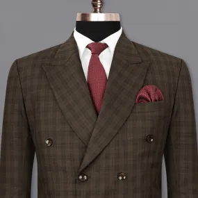 Armadillo Brown Plaid Double-breasted Blazer