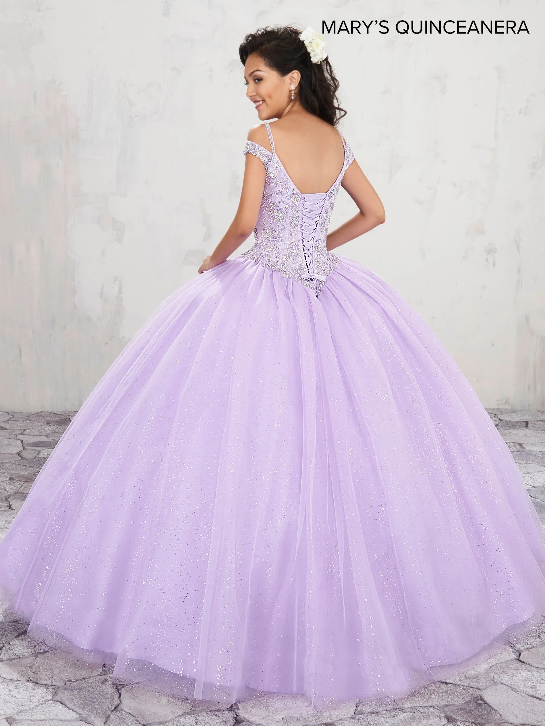 Beaded Cold Shoulder Quinceanera Dress by Mary's Bridal MQ1001