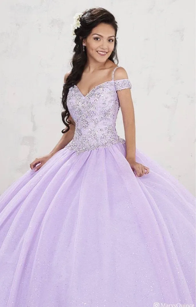 Beaded Cold Shoulder Quinceanera Dress by Mary's Bridal MQ1001