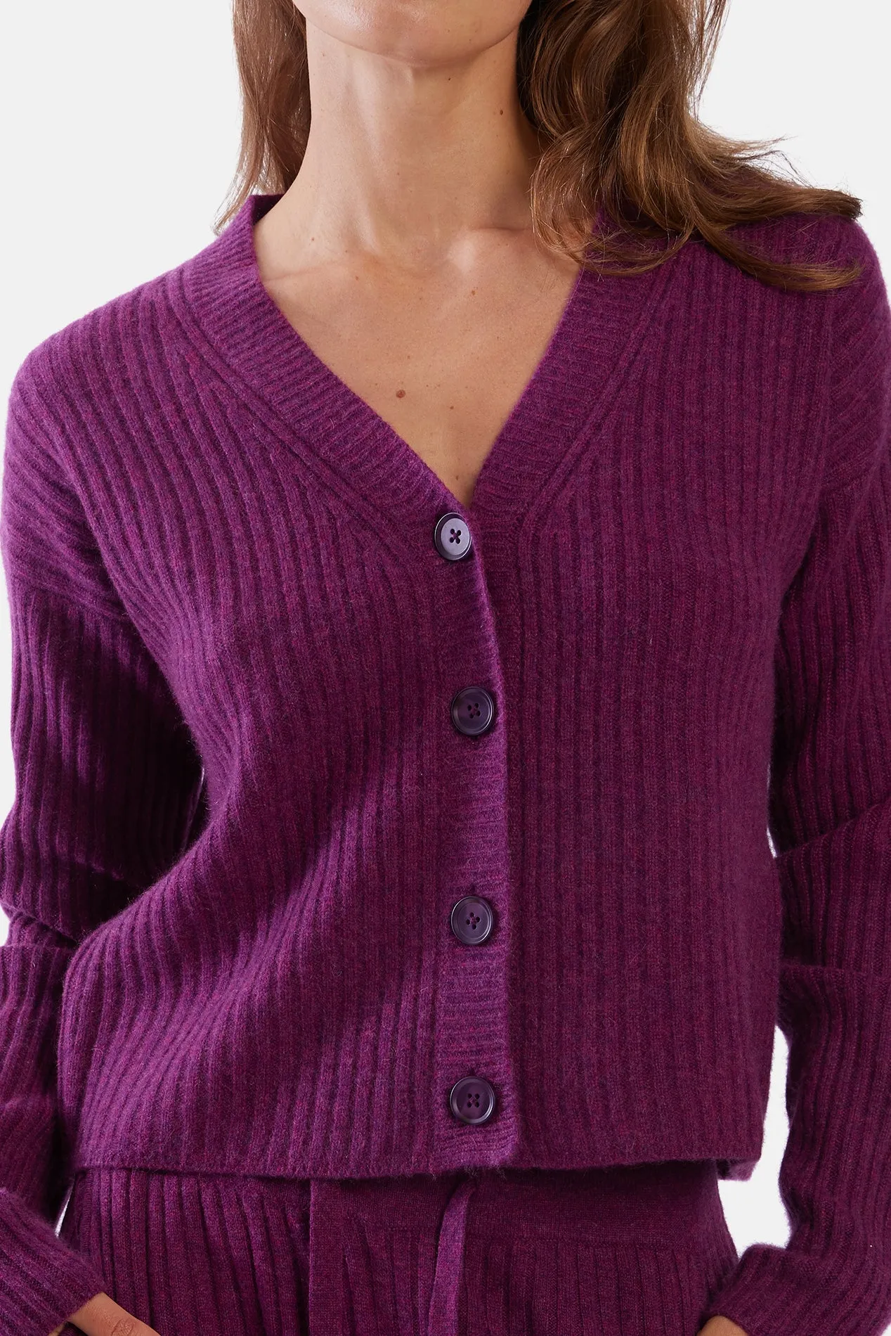 Beatrice Ribbed Cardigan Phlox