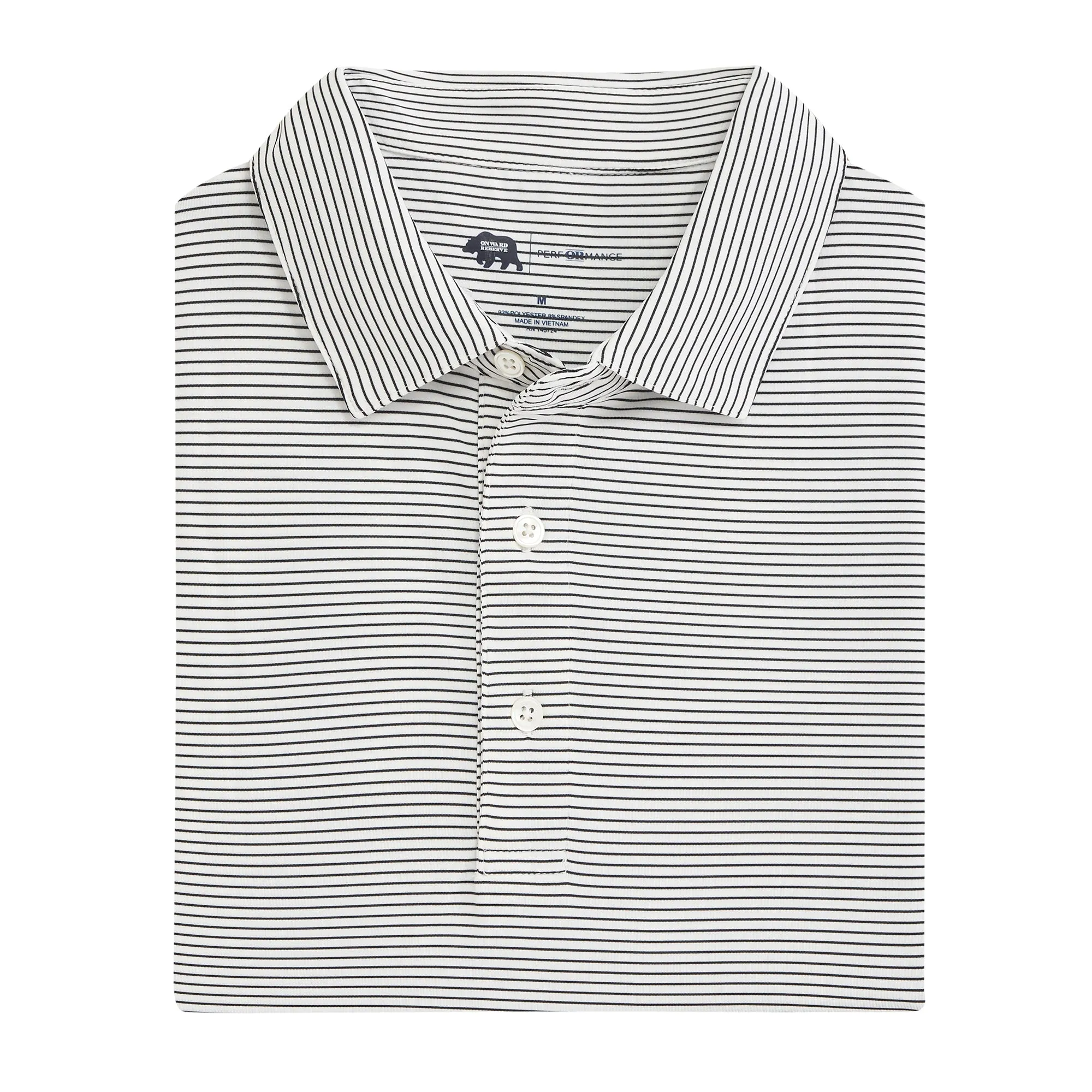 Birdie Stripe Performance Polo - White/Black