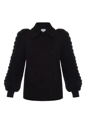 BLACK KNITTED SLEEVES BLAZER