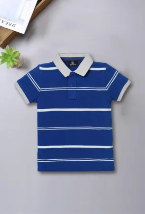 Blue Grey Stripe Kids Polo