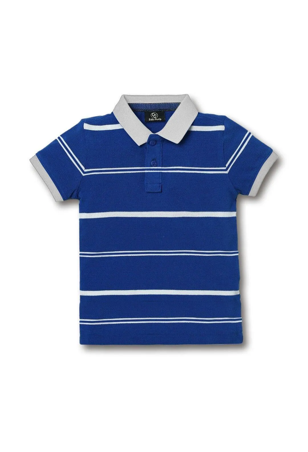 Blue Grey Stripe Kids Polo