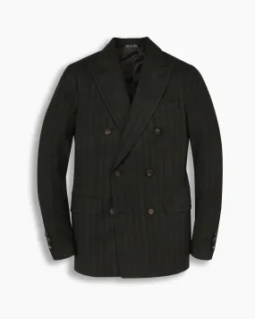 Bottle Green Herringbone Double Breast Blazer