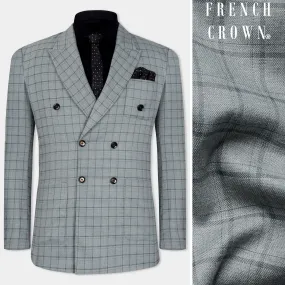 Boulder Gray Checkered Wool Rich Double Breasted Blazer