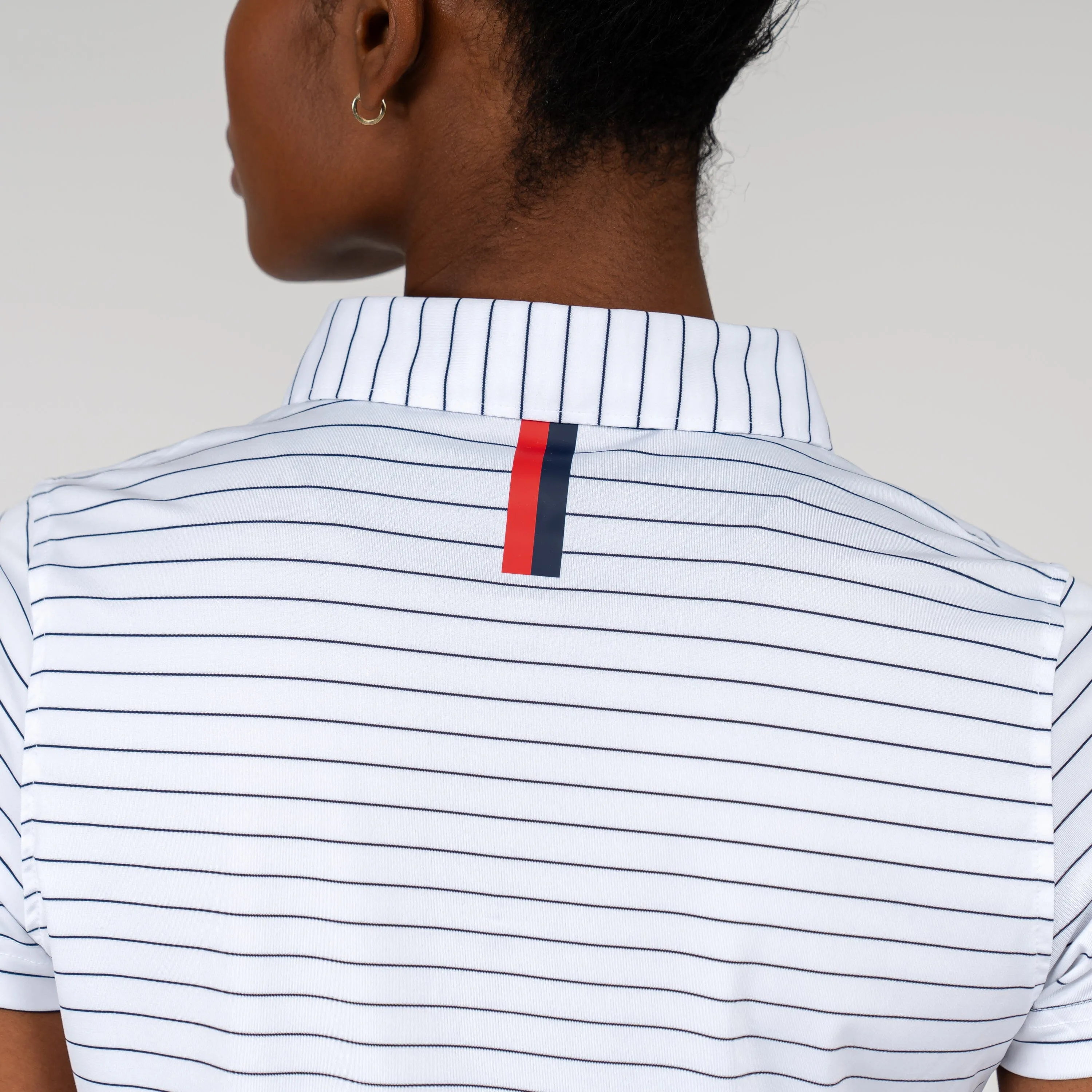 Captain Stripe Performance Polo | The Captain Stripe - White/Fleet Navy