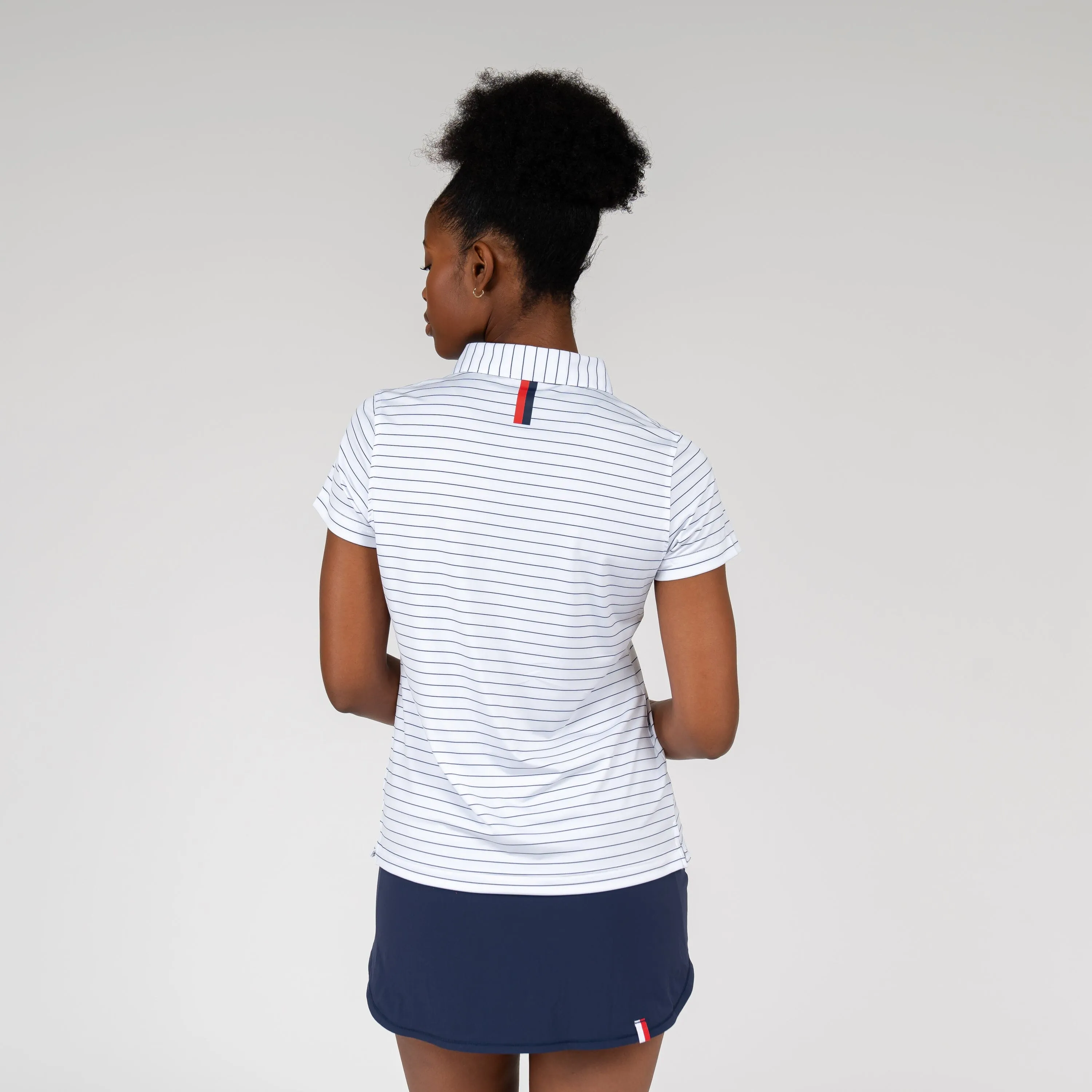 Captain Stripe Performance Polo | The Captain Stripe - White/Fleet Navy