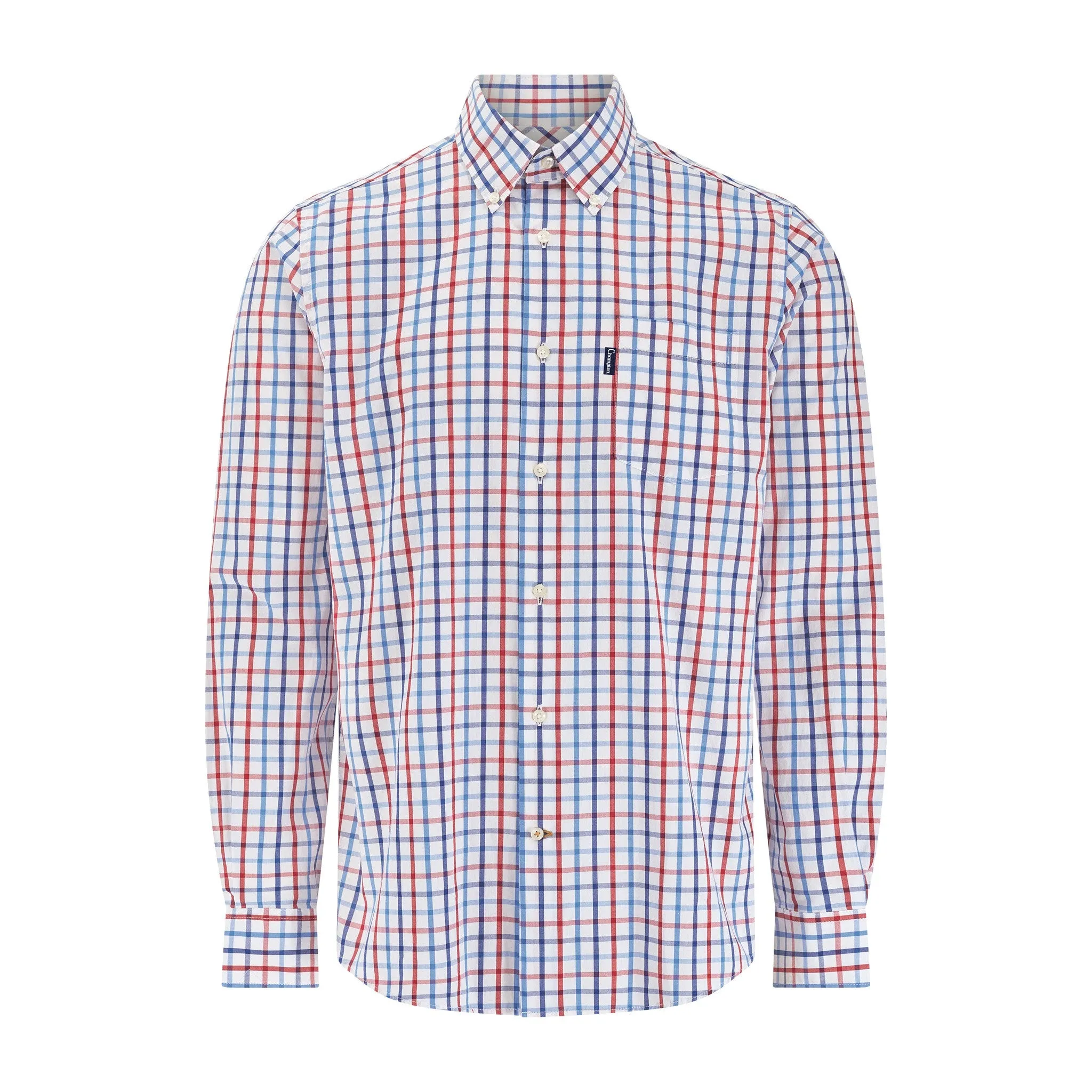 Champion Mens Harrowgate Long Sleeve Check Shirt-BLUE