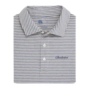 Charleston Town Script Row Stripe Icon Polo - Blue Indigo