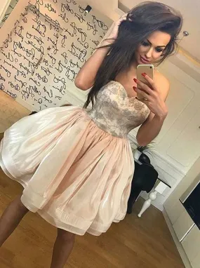 Chic A-Line Sweetheart Organza Short/Mini Prom Dress Cocktail Dress OC130