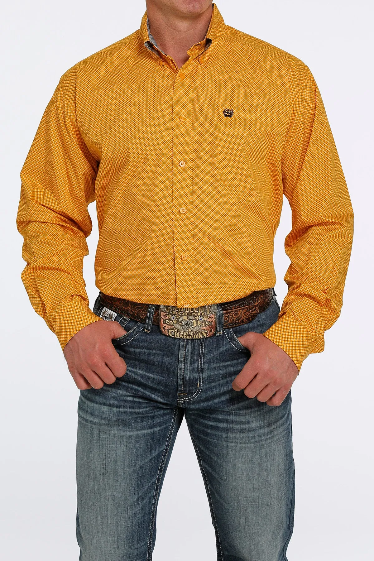 Cinch® Men's Solid Gold Long Sleeve Button Front Western Shirt