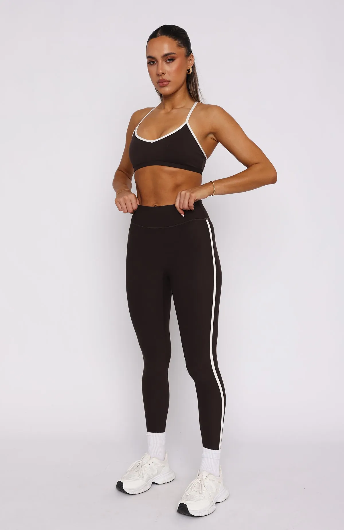 Core Workout High Waisted Leggings Espresso/Cream