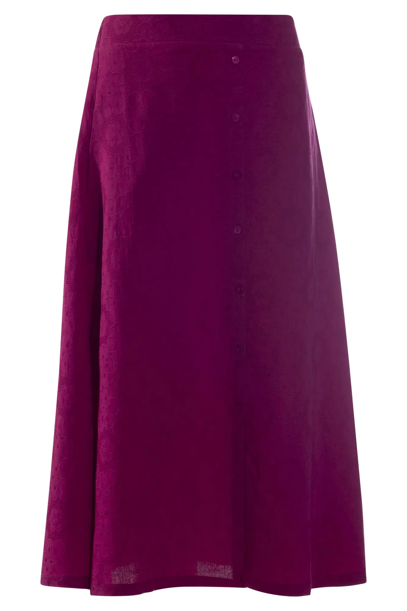 Cotton Blend Floral embossed Skirt | MAGENTA | 6135AR