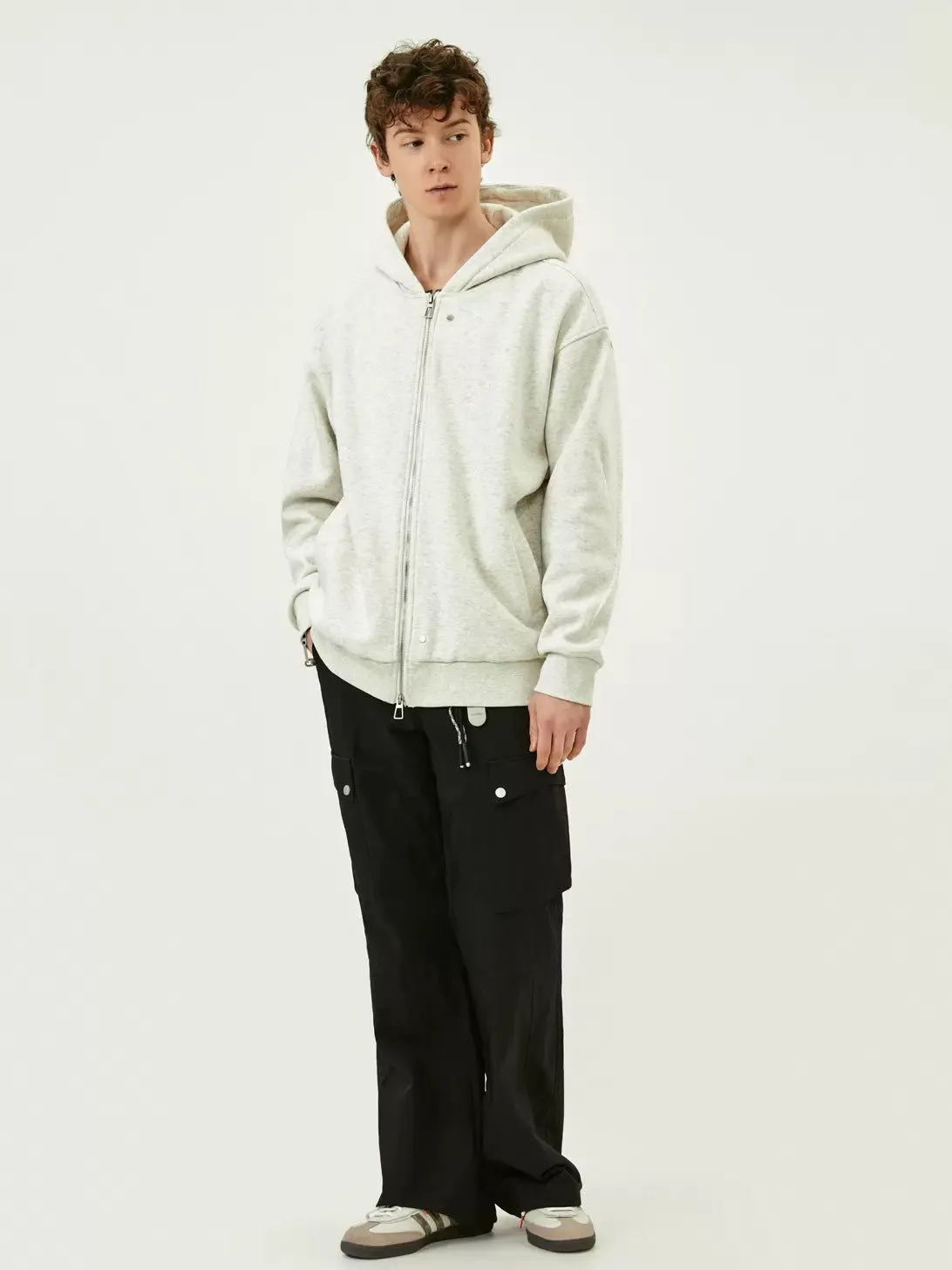 Cozy Slant Pocket Zip-Up Hoodie