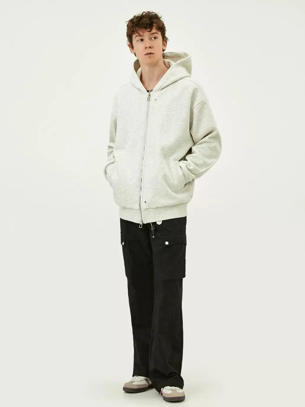 Cozy Slant Pocket Zip-Up Hoodie