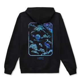 CRANE OF PEARL ZIP UP HOODIE (BLACK)