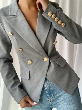 Double Breasted Blazer in Pale Gray