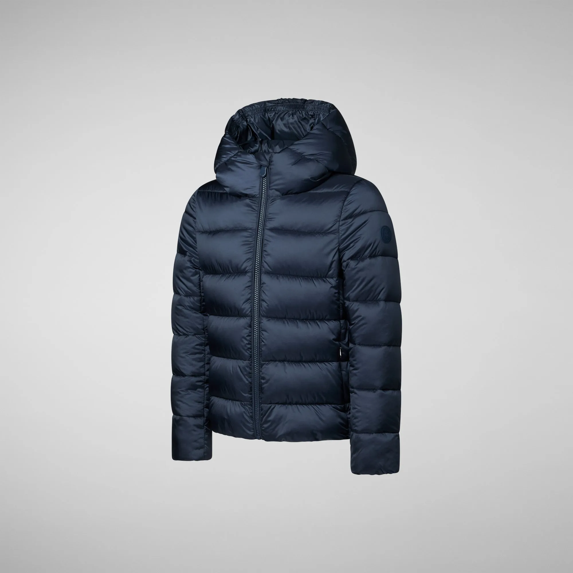 Girls Faux Animal-Free Puffer Jacket in Night Blue - Stylish and Cozy Bibi Design