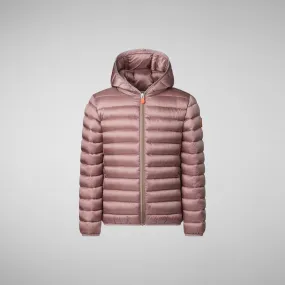 Girls' animal free puffer jacket Iris in misty rose