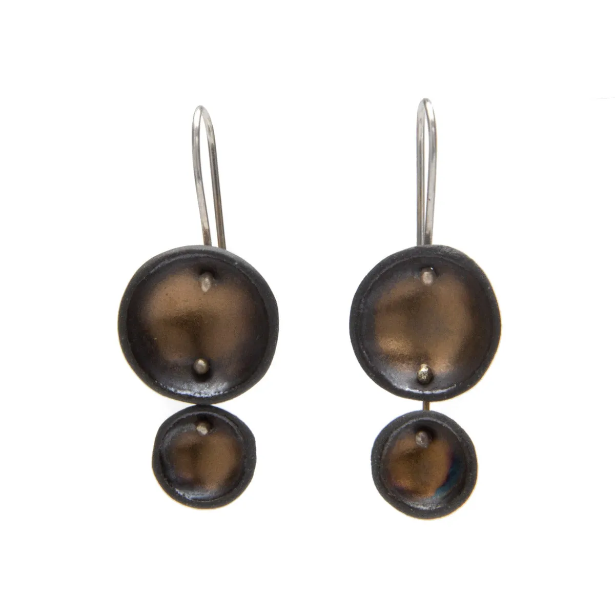 Gold Sheen Black Porcelain Earrings