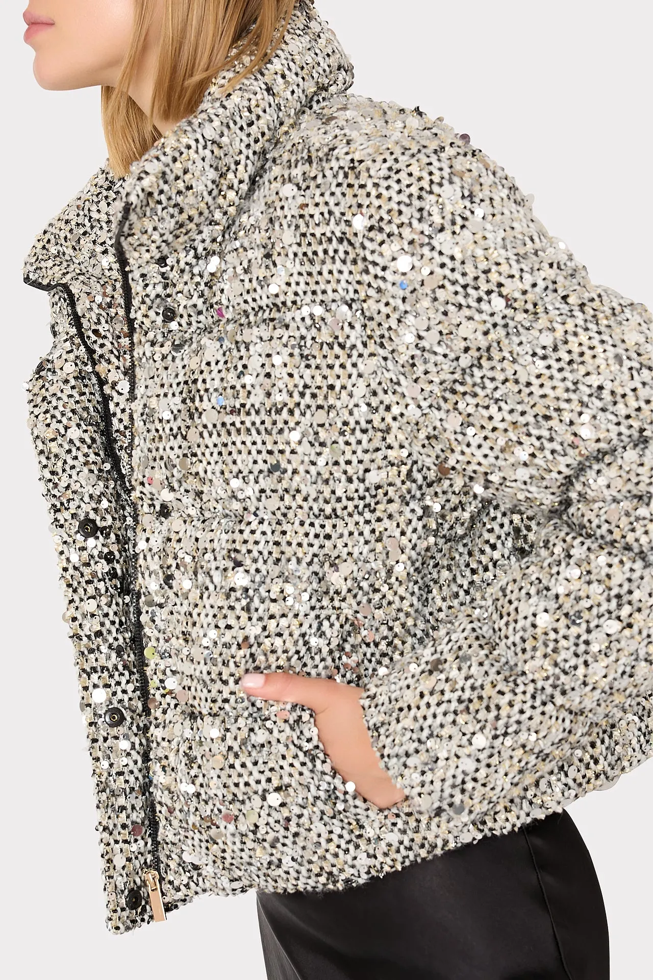 Hayes Sequin Tweed Puffer