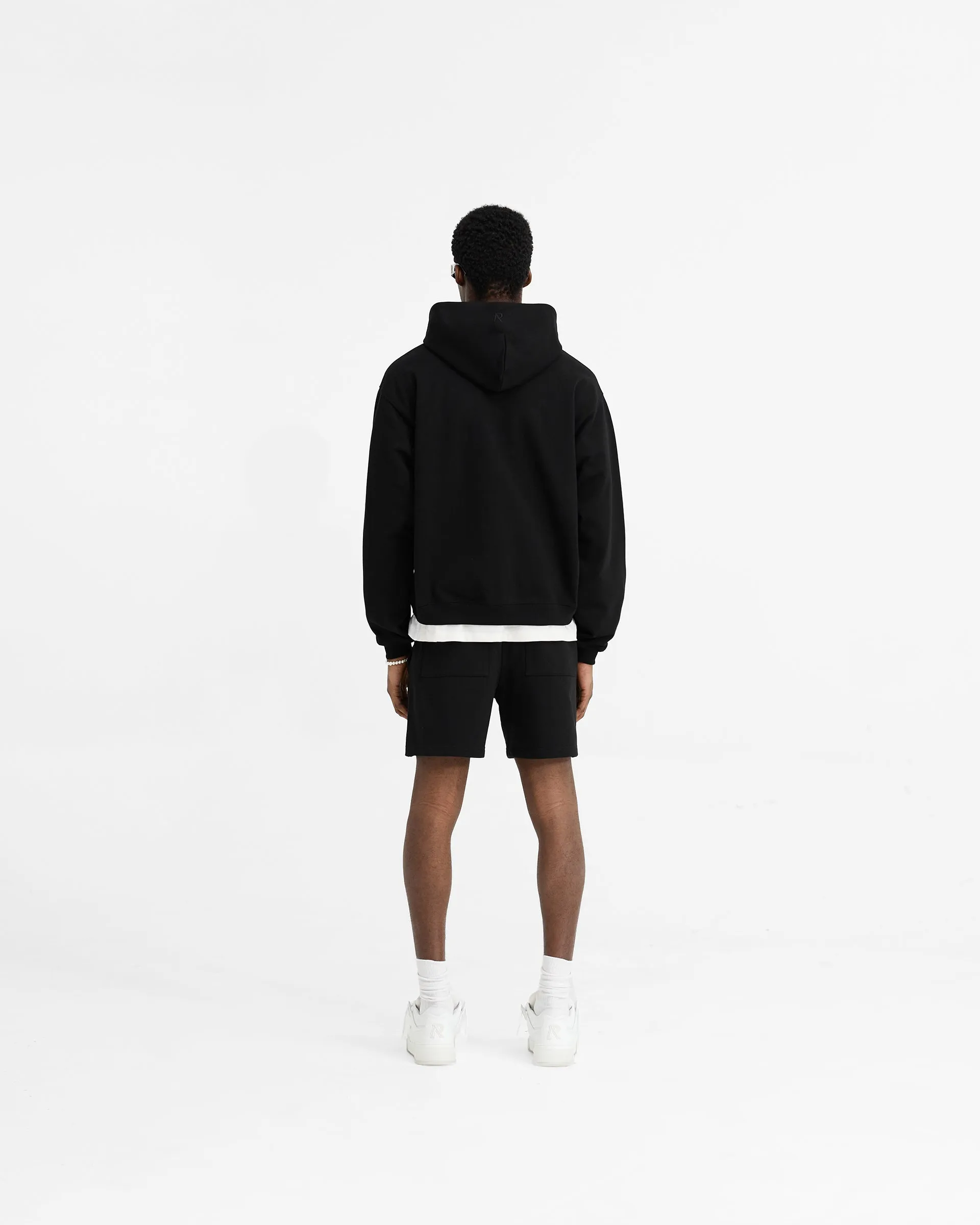 Initial Oversized Zip Hoodie - Black