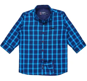 JDC Boy's Light Blue Checked Shirt