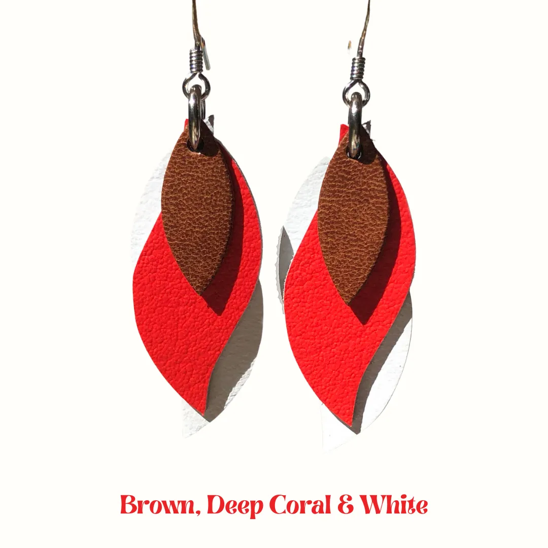 KI & Co - Leather Leaf Earrings Various