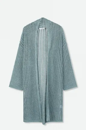 LONG LINE CARDIGAN IN OPEN ITALIAN LINEN KNIT