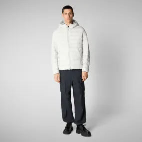 Man's animal free hooded puffer jacket Hector in fog grey