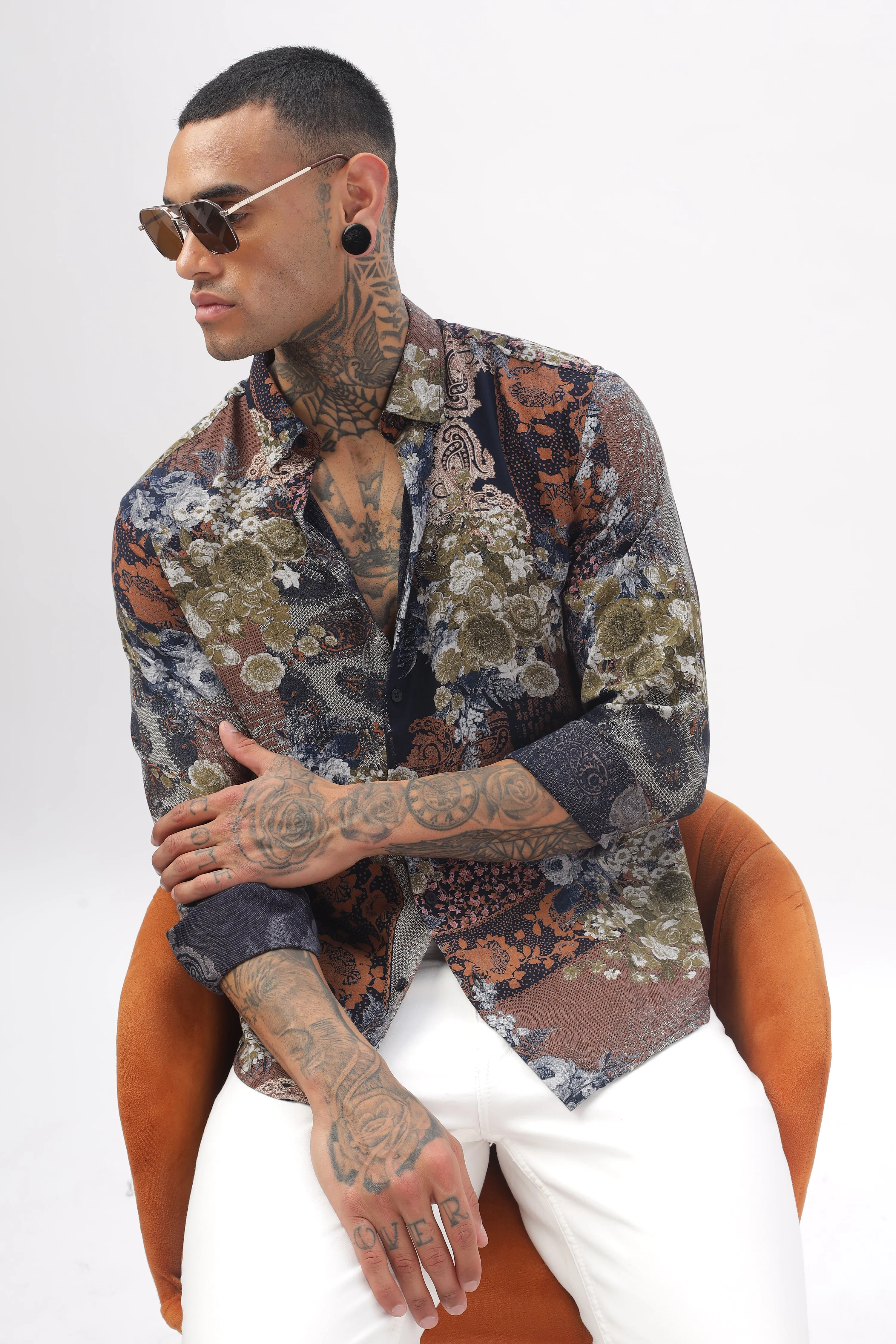 Midnight Floral Viscose Shirt