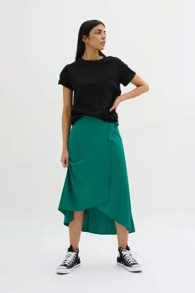 My Essential Wardrobe Line Wrap Skirt in Ultramarine Green