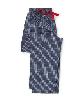 Navy Red White Check Cotton Lounge Pants