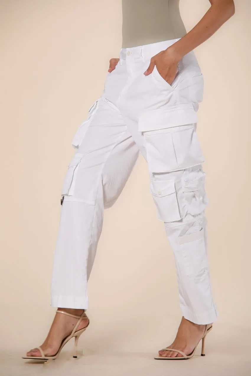 New Hunter pantalone cargo donna in gabardina relaxed