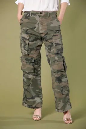 New Hunter pantalone cargo donna in twill di cotone stampa camouflage grande relaxed