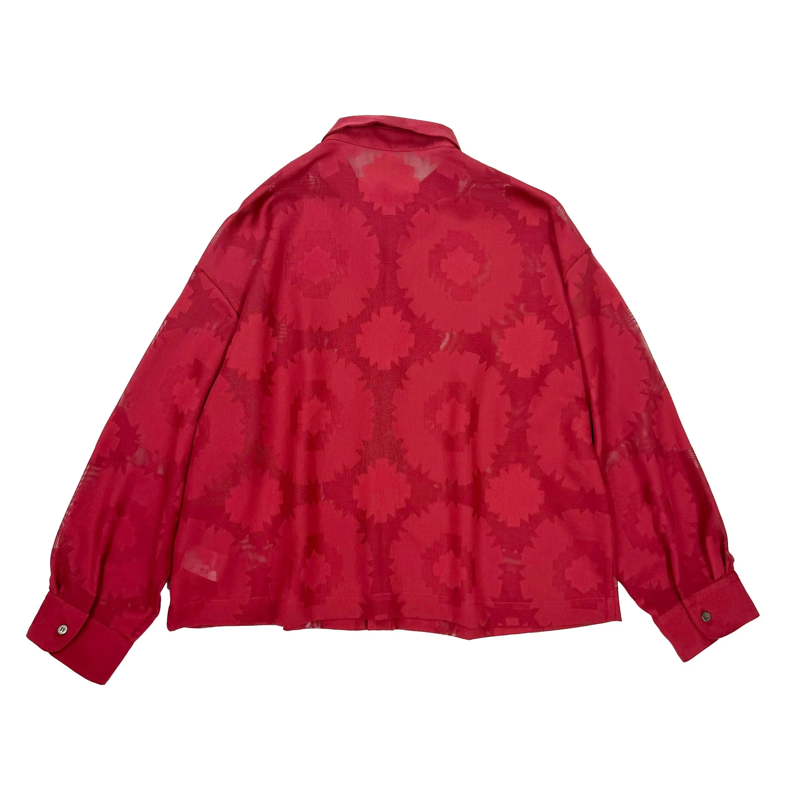 NUNO Sheer Silk Blouse: "Tampopo" (Red, Medium/Large)