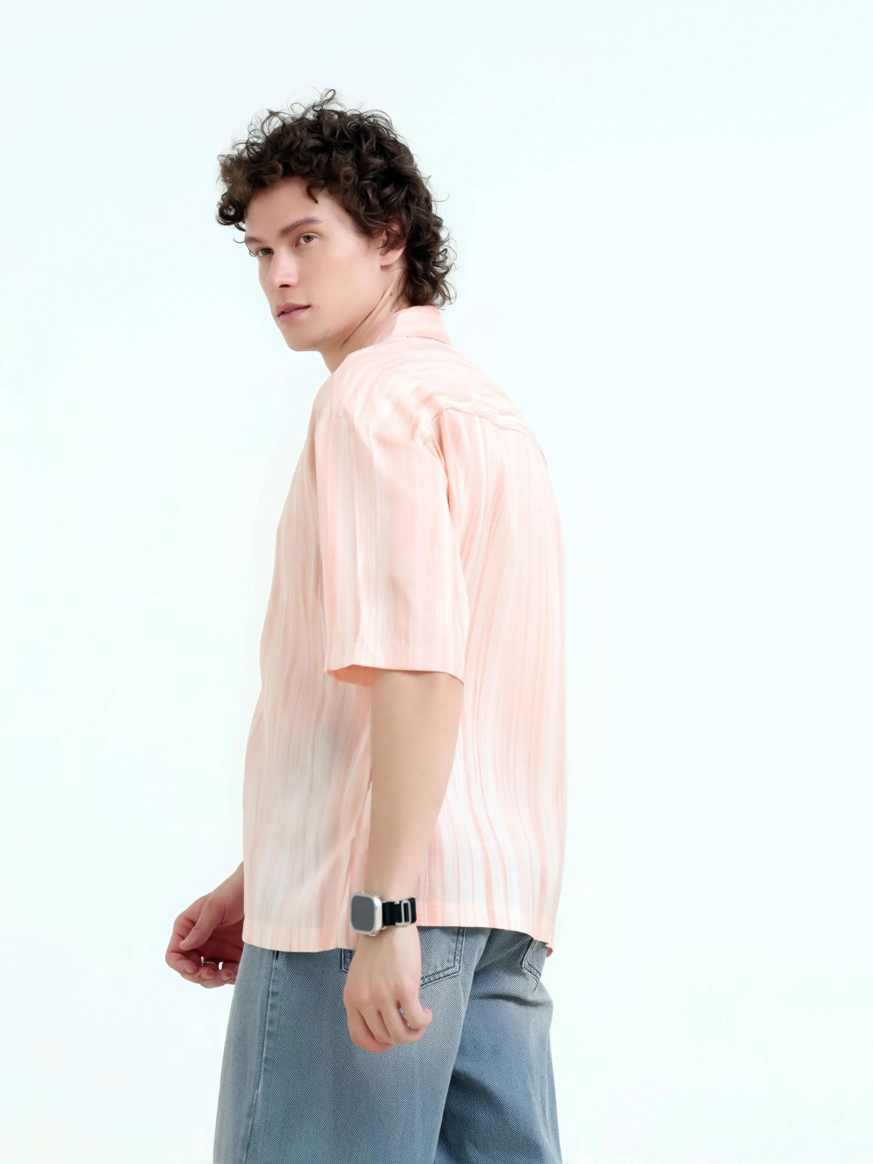 Tonal pastel pink lightweight oversized shirt