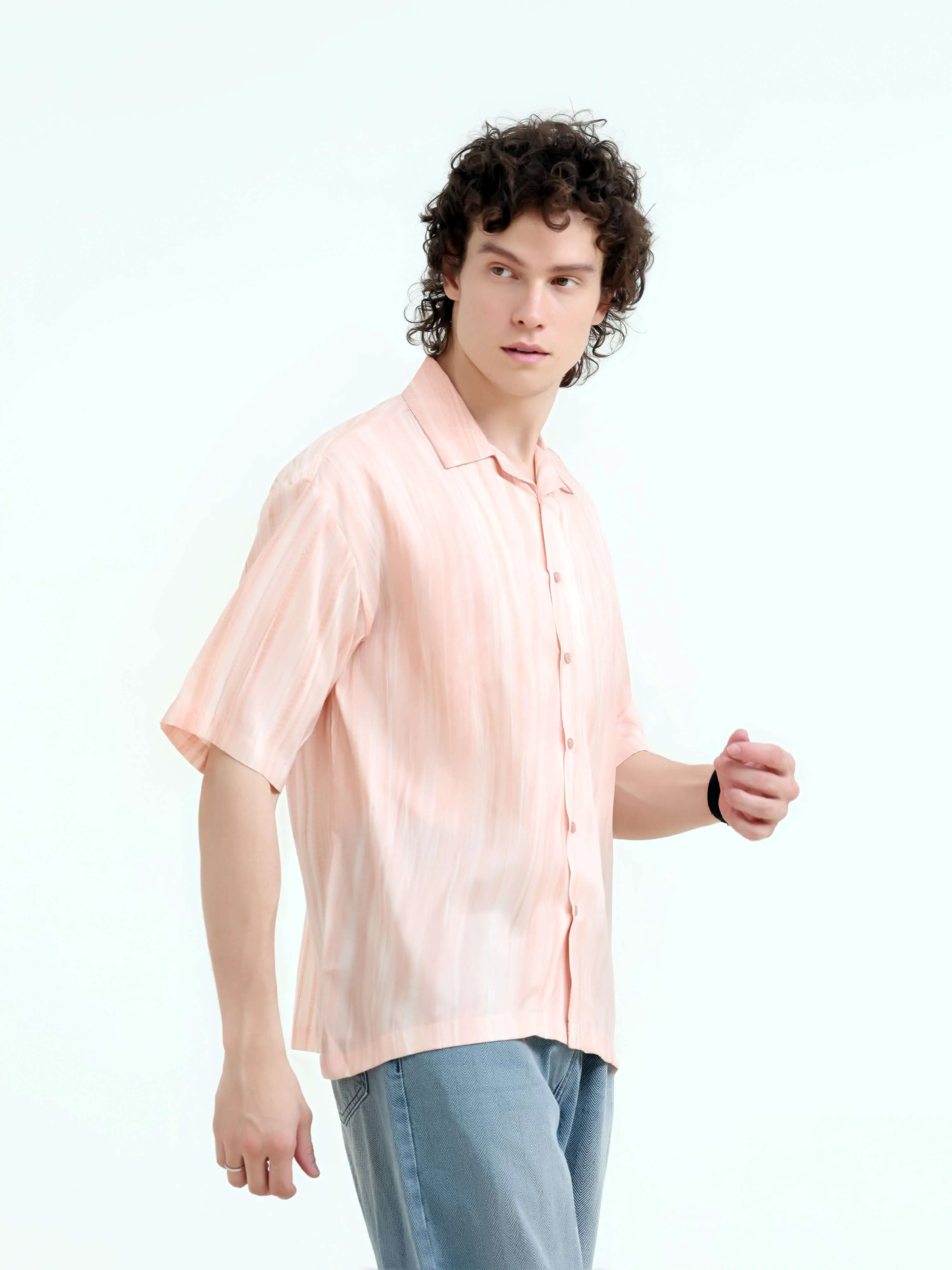 Tonal pastel pink lightweight oversized shirt