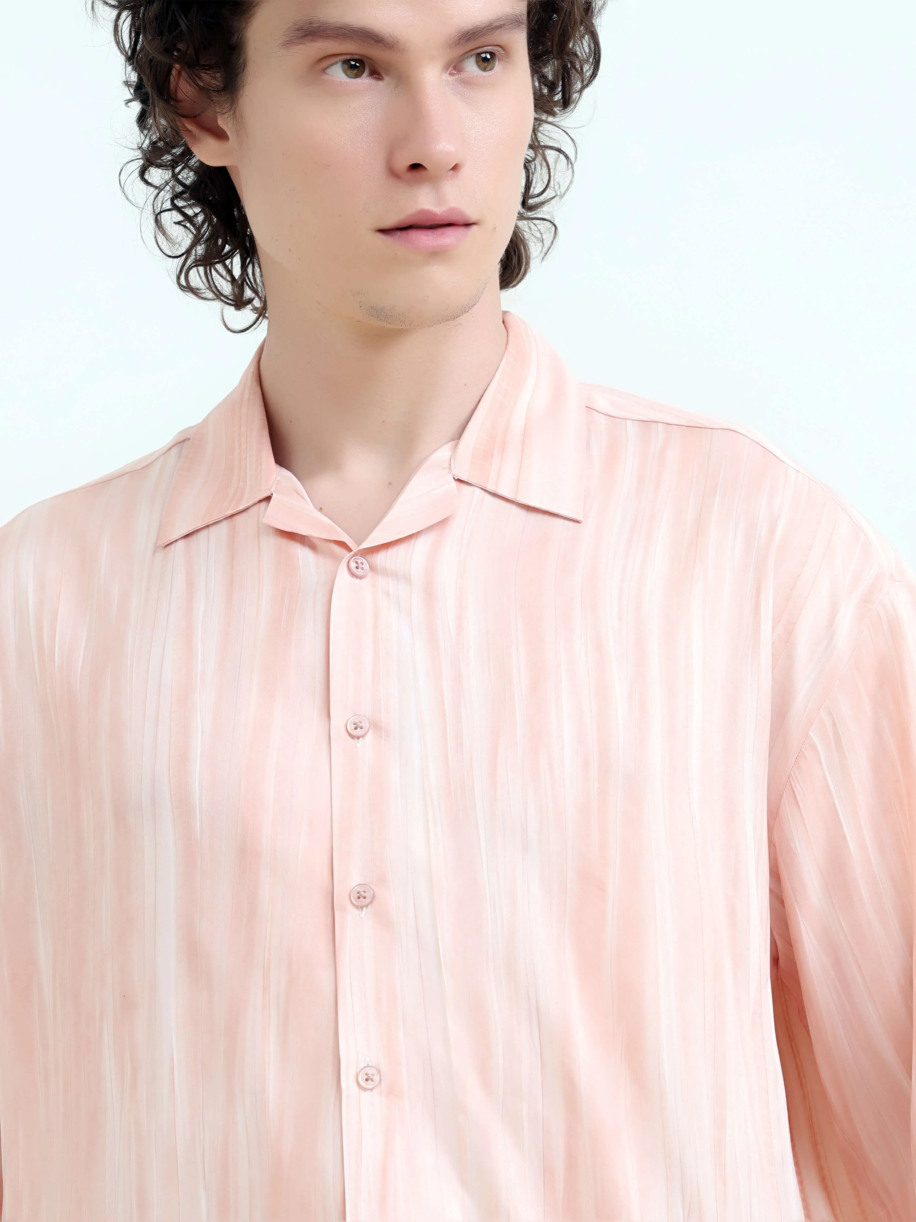 Tonal pastel pink lightweight oversized shirt