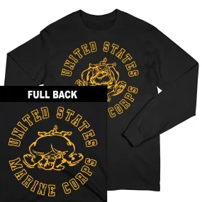 USMC Gold Vintage Bulldog 2-Sided Long Sleeve Tee